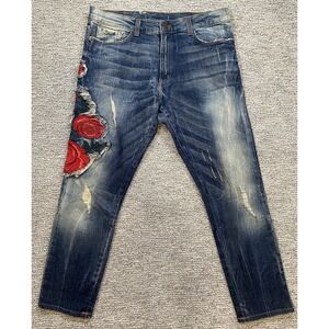 Authentic Golden Denim Jeans Rose Distressed 36x30 Skinny Ankle‎